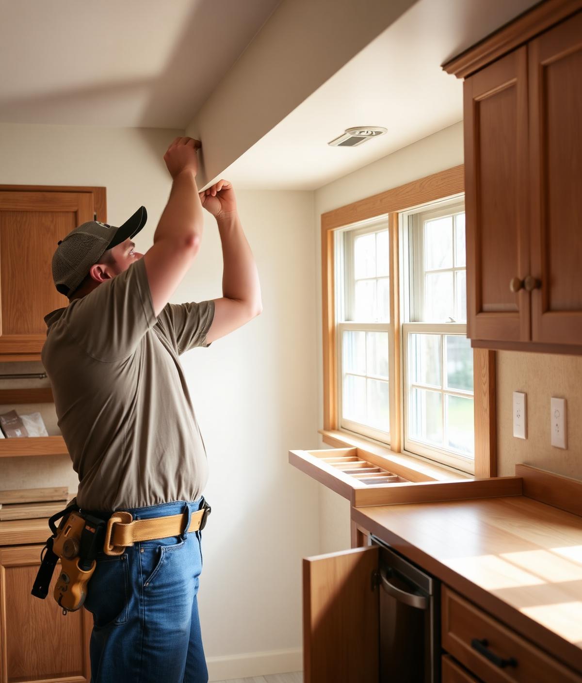 Columbus, Ohio handyman and carpenter installing custom cabinetry